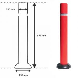 Bolardo Superficie PVC 810mm Rojo