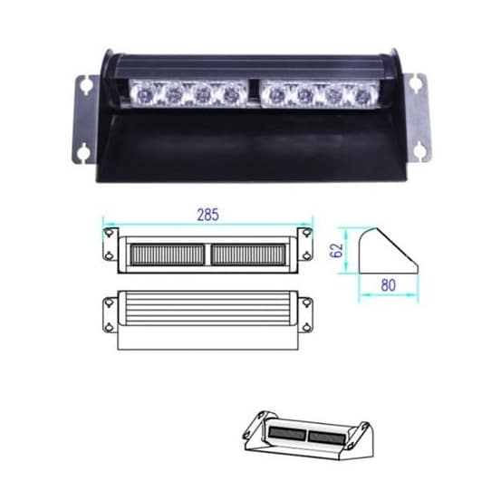 Piloto Parabrisas Lanza Destellos Azul Rojo 2C