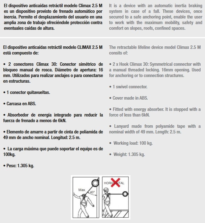 Dispositivo Retráctil Cinta 2.5 Metros