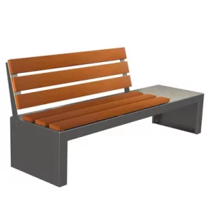 Banco Zeus Plus en acero – gris martele y madera de Guinea