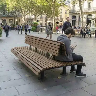 Banco Doble Florencia 6 Banca de parque doble cara resistente y ecológica para espacios urbanos 6