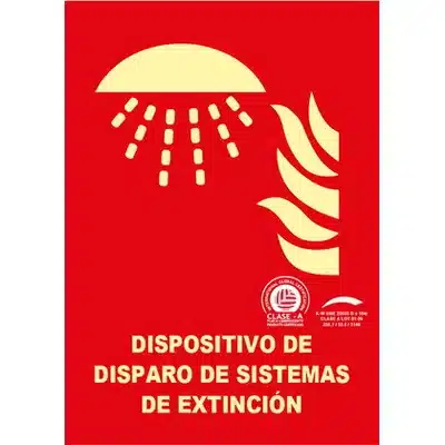 Señal Clase A Extinción Dispositivo Disparo Sistemas Extinción 297x210mm 1 Señal Clase A Extinción Dispositivo Disparo Sistemas Extinción 297x210mm