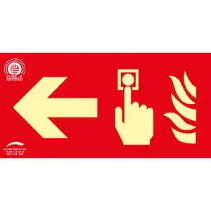 Señal Clase A Extinción Pulsador Alarma Flecha Izquierda 32x16cm
