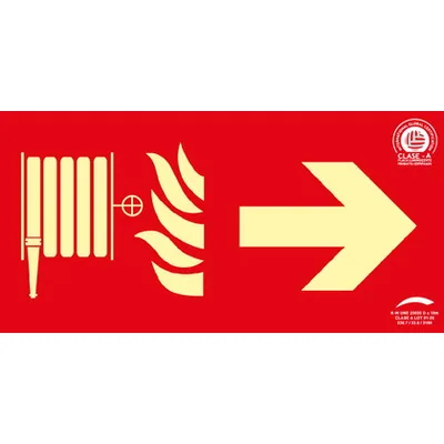 Señal Clase A Extinción Boca Incendios Flecha Derecha 32x16cm 1 Señal Clase A Extinción Boca Incendios Flecha Derecha 32x16cm