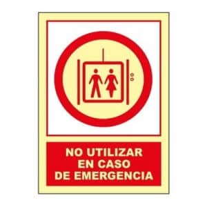 Señal Clase B No Utilizar Ascensor en Caso de Emergencia A4