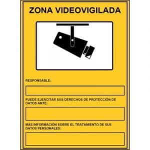 Cartel Vinilo Adhesivo Zona Videovigilada A4