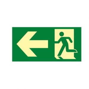 Señal Clase B Recorrido Evacuación Izquierda 32x16cm