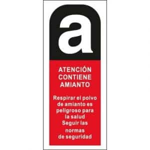 Señal Roja Atención Contiene Amianto 50x100mm