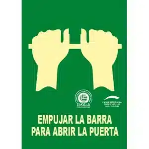 Clase A Evacuación Empujar la barra para abrir la puerta - A4(210x297)