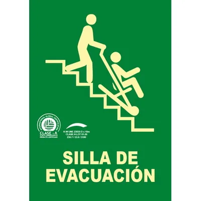 Señal Clase A Evacuación Silla Evacuación 210x297mm 1 Señal Clase A Evacuación Silla Evacuación 210x297mm