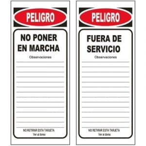 Tarjeta de Señalización No Poner en Marcha