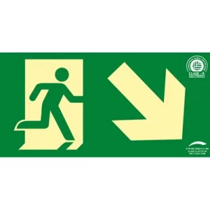 Señal Clase A Evacuación Salida Puerta Abajo Derecha 320x160mm