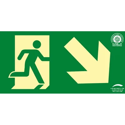 Señal Clase A Evacuación Salida Puerta Abajo Derecha 320x160mm 1 Señal Clase A Evacuación Salida Puerta Abajo Derecha 320x160mm