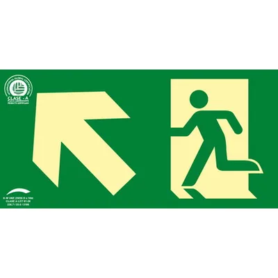 Señal Clase A Evacuación Salida Puerta Arriba Izquierda 320x160mm 1 Señal Clase A Evacuación Salida Puerta Arriba Izquierda 320x160mm