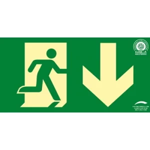 Señal Clase A Evacuación Salida Puerta Abajo 320x160mm