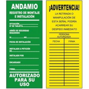Tarjeta de Señalización Andamio
