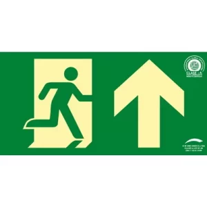 Señal Clase A Evacuación Salida Puerta Arriba 320x160mm