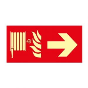 Señal Clase B Boca Incendio Flecha Derecha 32x16cm