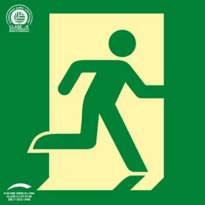 Señal Clase A Evacuación Salida Puerta Derecha 210x210mm