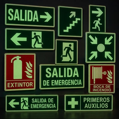 Señalización fotoluminiscente UNE 23035 en amasuin.es