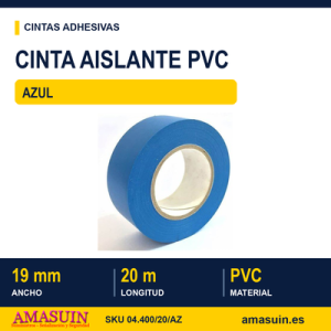 Cinta Aislante PVC Azul de 19mmx20m.