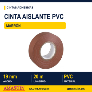 Cinta Aislante PVC Marrón de 19mmx20m.