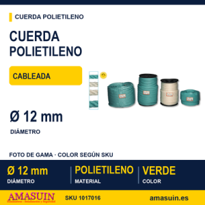 Cuerda Polietileno Cableada 12mm. Verde.