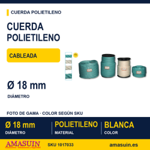 Cuerda Polietileno Cableada 18mm. Blanca.