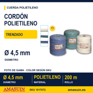 Cordón Polietileno Trenzado 4,5mm. Blanco/Azul