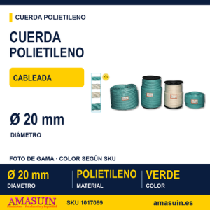 Cuerda Polietileno Cableada 20mm. Verde.