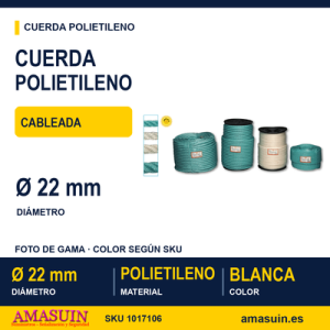 Cuerda Polietileno Cableada 22mm. Blanca.