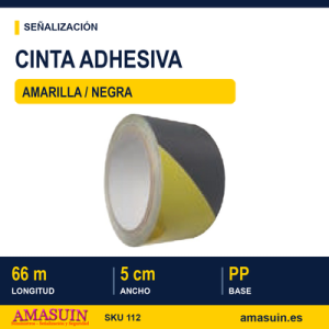 Cinta Adhesiva ECO Amarilla y Negra de 5cmx66m.
