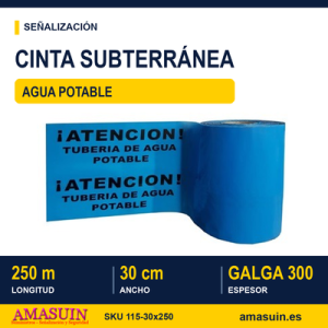 Cinta Doble Agua Potable Señalización Subterránea.