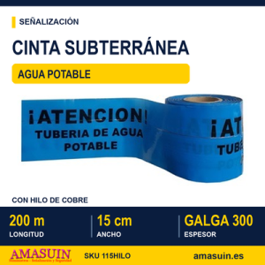 Cinta Agua Potable Hilo Cobre Señalización Subterránea.