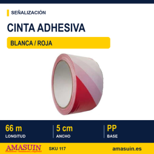 Cinta Adhesiva ECO Blanca y Roja de 5cmx66m.