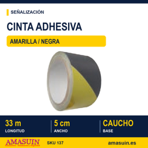 Cinta Adhesiva Amarilla y Negra de 5cmx33m.