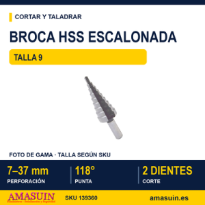 Broca HSS Escalonada Talla9.