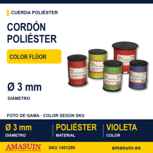 Cordón Poliéster Fluor Violeta 3mm.