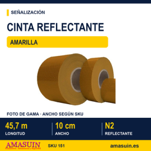Cinta Adhesiva Reflectante Amarilla de 100mmx45,7m.