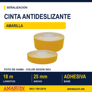 Cinta Antideslizante 25mmx18m Amarilla.