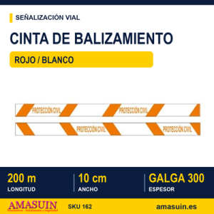 Cinta Balizar Protección Civil Galga300 de 10cmx200m.