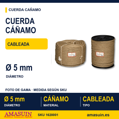 Cuerda Cáñamo Cableada 5mm. 1 Cuerda Cáñamo Cableada 5mm.