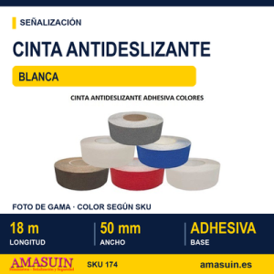 Cinta Antideslizante 50mmx18m Blanca.