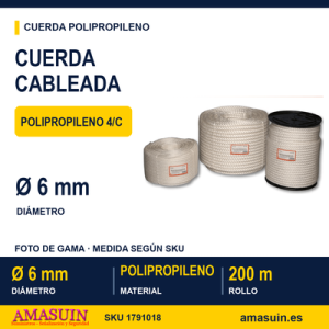 Cuerda Polipropileno Cableada 6mm.