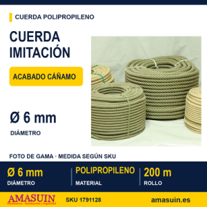 Cuerda PP AT 4/C Imitación Cáñamo de 6mm.
