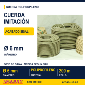 Cuerda PP AT 4/C Imitación Sisal de 6mm.