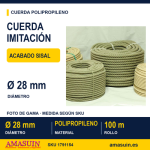 Cuerda PP AT 4/C Imitación Sisal de 28mm.