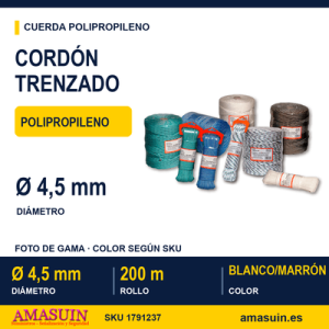 Cordón Polipropileno Trenzado Blanco/Marrón 4,5mm.