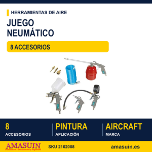 Juego 8 Accesorios para Aire Comprimido.