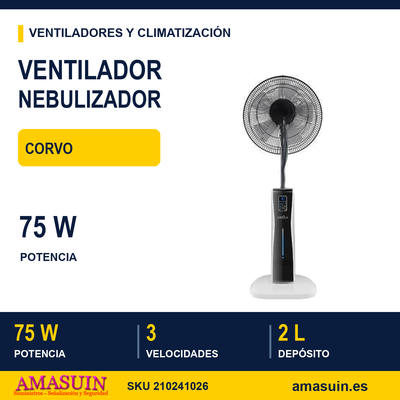 Ventilador De Pie Corvo Blan/negro 3 Vel.75w.5Asp Nebulizador 125x43x40cm Remoto Y Temporizador, Tanque De Agua 2l 1 Ventilador De Pie Corvo Blan/negro 3 Vel.75w.5Asp Nebulizador 125x43x40cm Remoto Y Temporizador, Tanque De Agua 2l